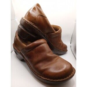 B.O.C Peggy Brown Leather Clogs Women's 8 8.5 Nurse Excellent Condition Shoes
